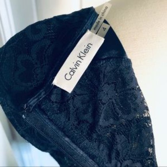 Calvin Klein Navy Blue Lace Floral cap sleeve dress size 4 - Picture 9 of 17